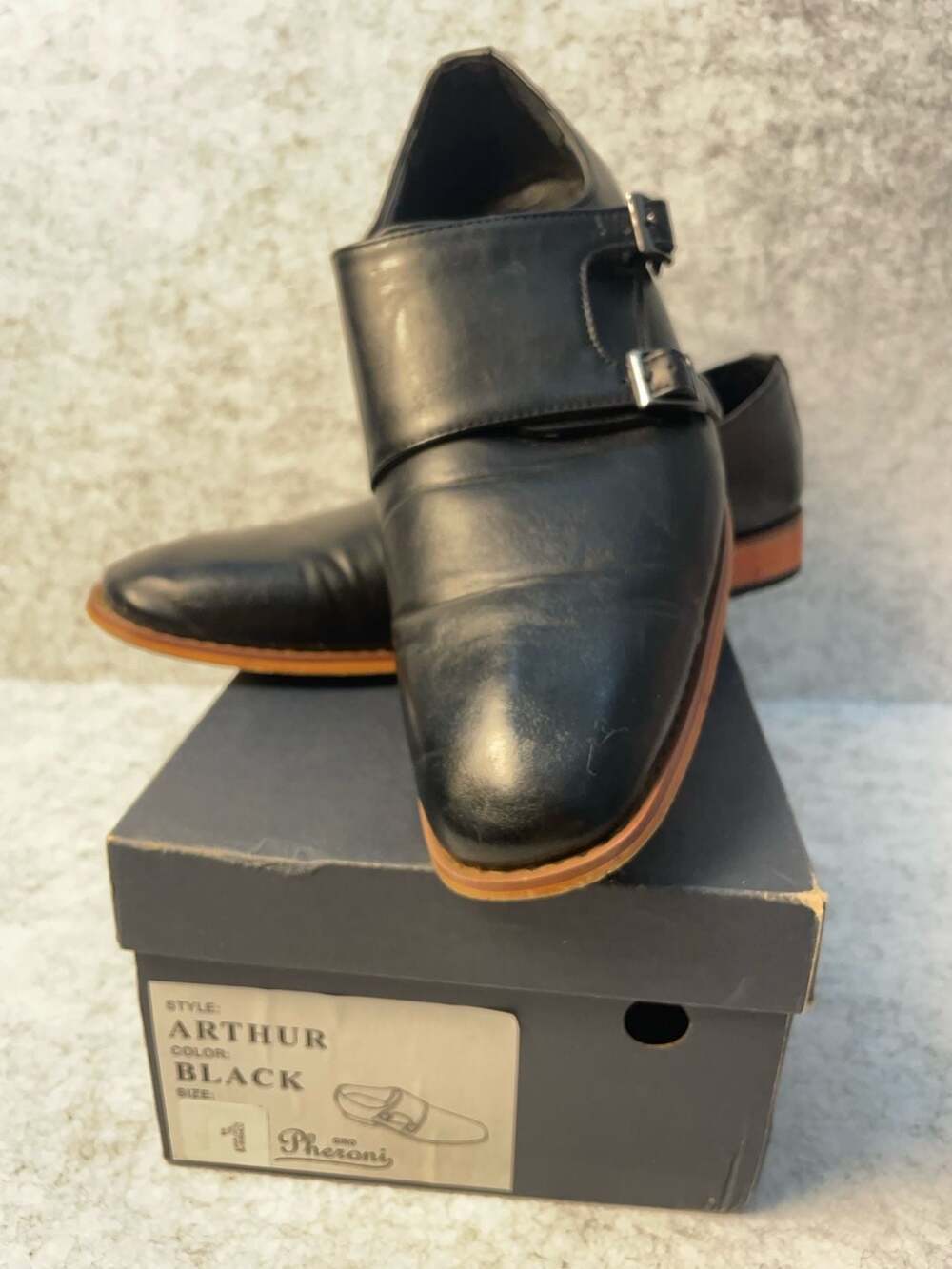 Gino Pheroni Arthur Double Monk Strap Shoes Black Size 10.5
